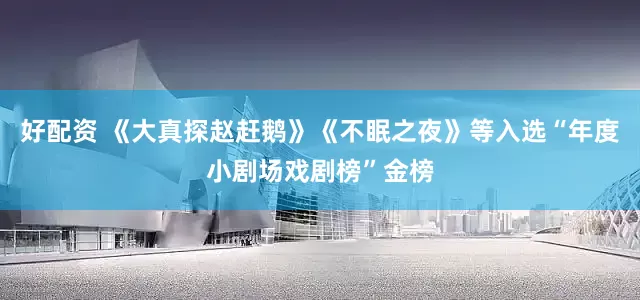 好配资 《大真探赵赶鹅》《不眠之夜》等入选“年度小剧场戏剧榜”金榜